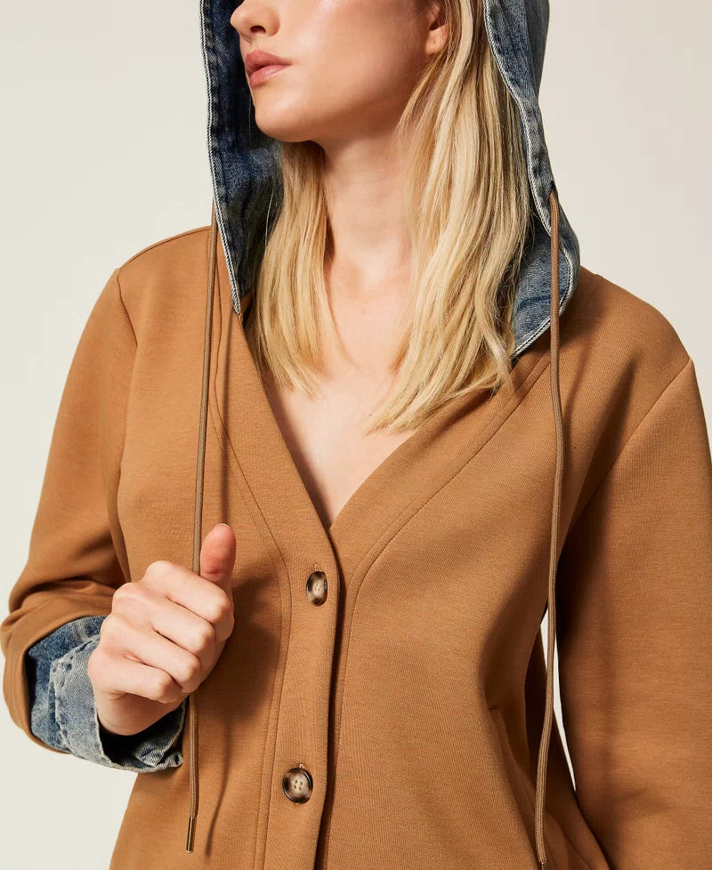 Twinset Scuba Fabric and Denim Sweatshirt