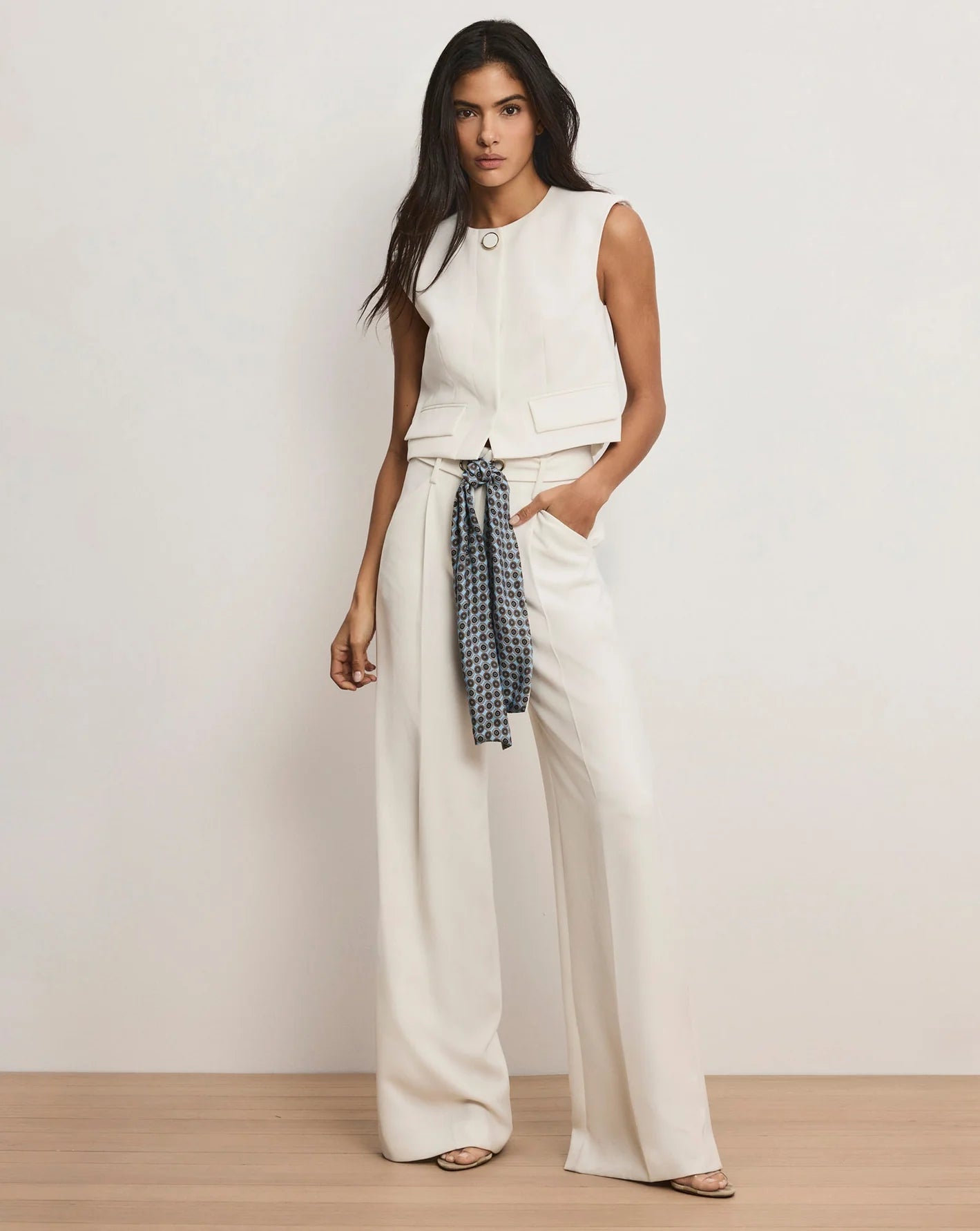 Veronica Beard Tai Belted Wide-Leg Pant