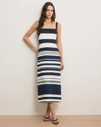 Veronica Beard Ella Striped Linen Midi Dress