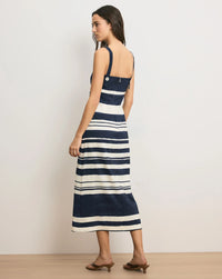 Veronica Beard Ella Striped Linen Midi Dress