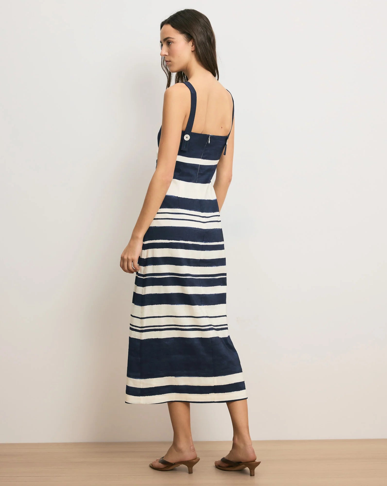 Veronica Beard Ella Striped Linen Midi Dress