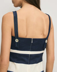 Veronica Beard Ella Striped Linen Midi Dress