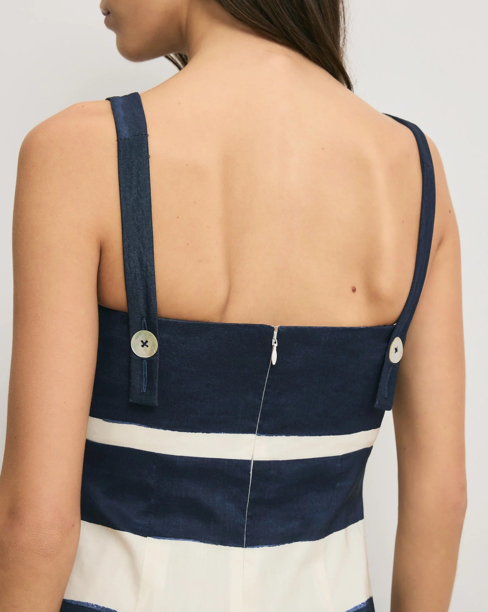 Veronica Beard Ella Striped Linen Midi Dress