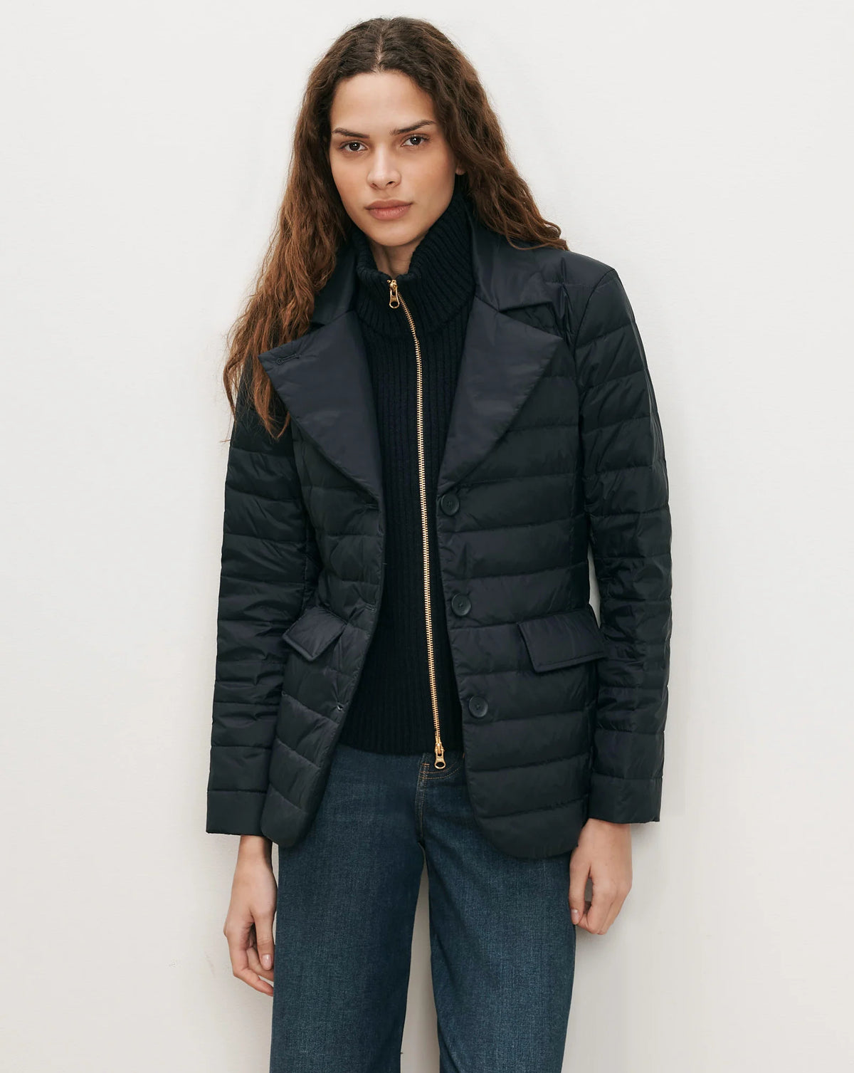 Veronica Beard Rib Turtleneck Dickey Navy