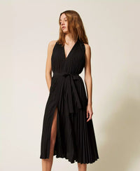 Robe longue en crêpe de Chine et popeline Twinset