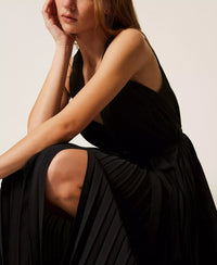 Robe longue en crêpe de Chine et popeline Twinset