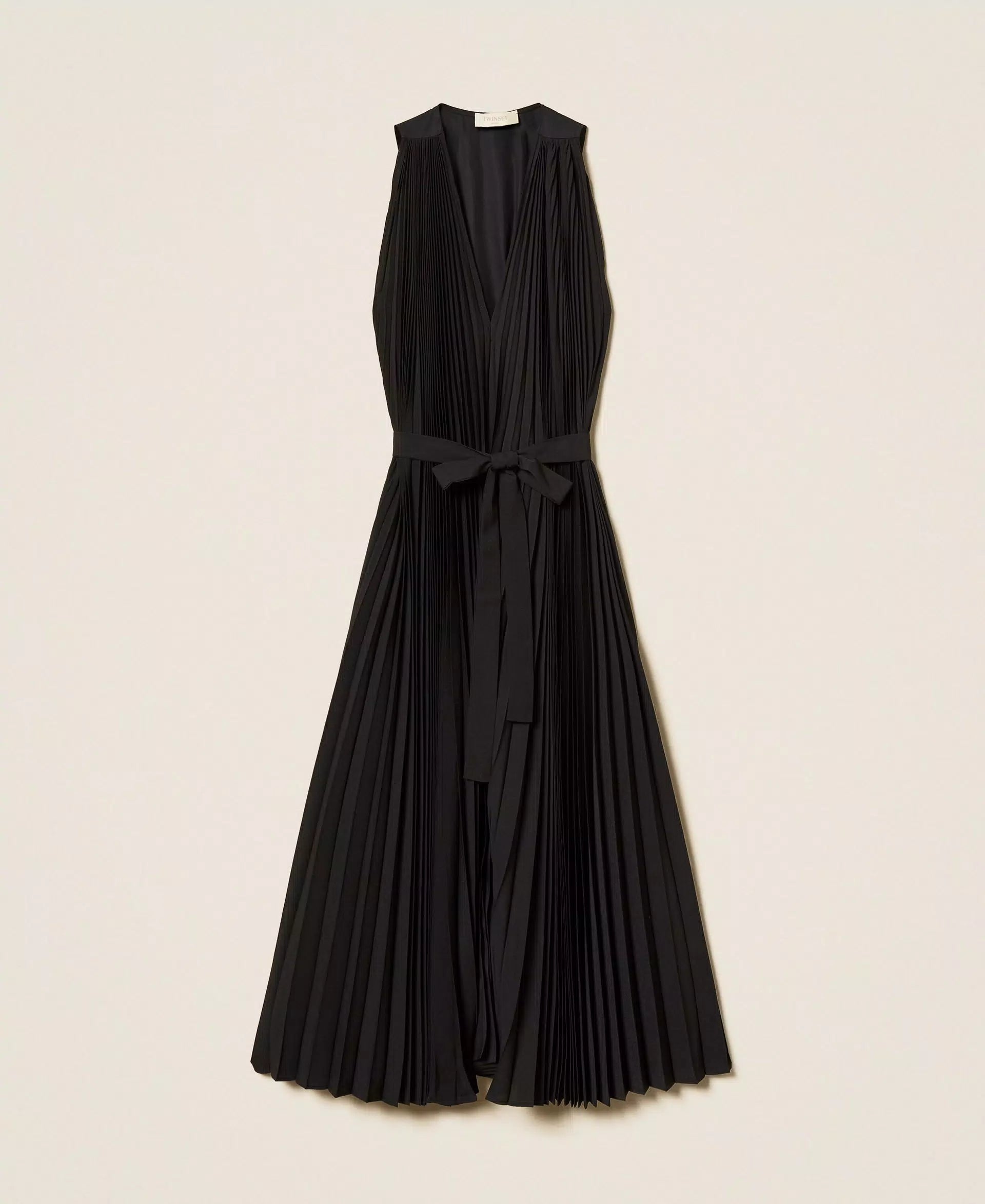 Robe longue en crêpe de Chine et popeline Twinset