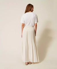 Twinset Pleated Crêpe De Chine Long Skirt