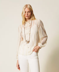 Chemisier en dentelle rayé Twinset avec nœud