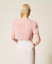 Twinset Cropped Tulle Ruffle Jacket