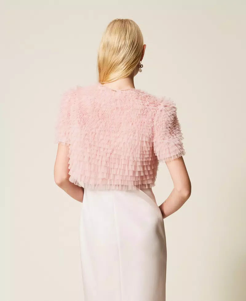 Twinset Cropped Tulle Ruffle Jacket