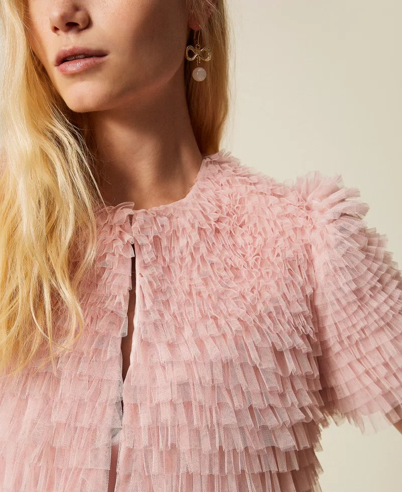 Twinset Cropped Tulle Ruffle Jacket