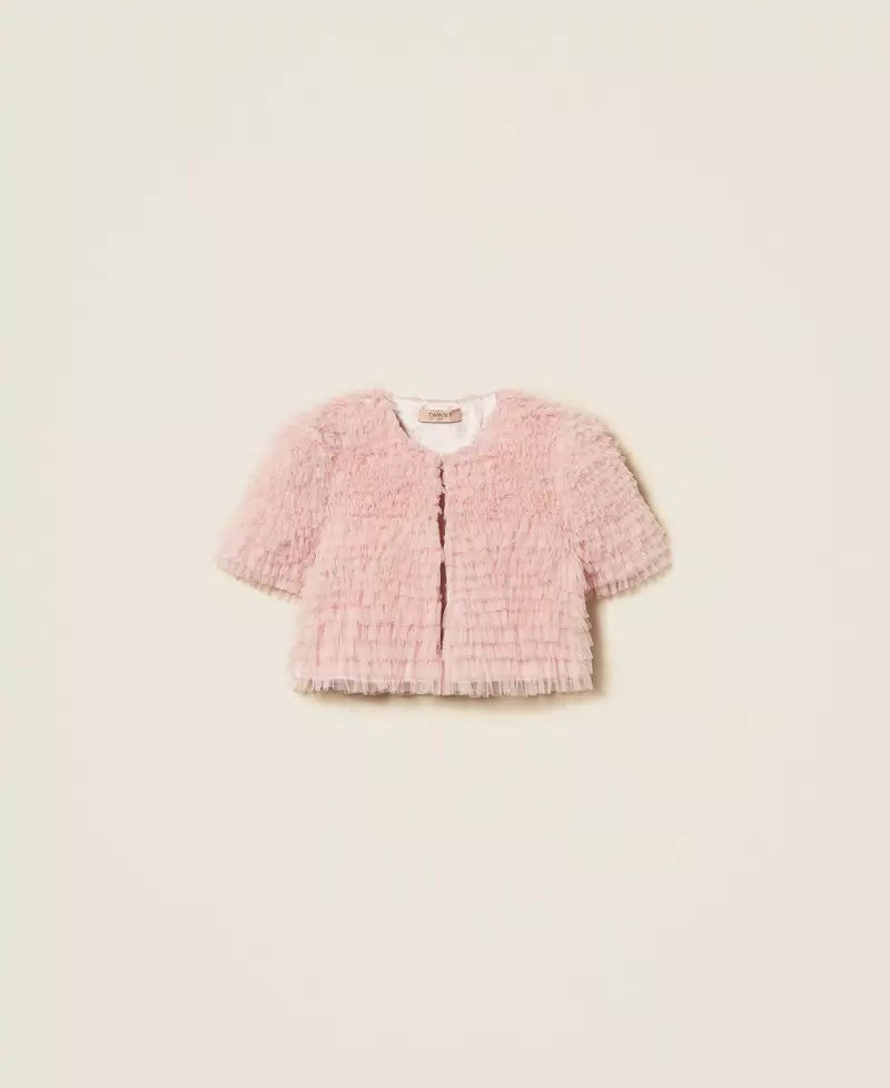 Twinset Cropped Tulle Ruffle Jacket