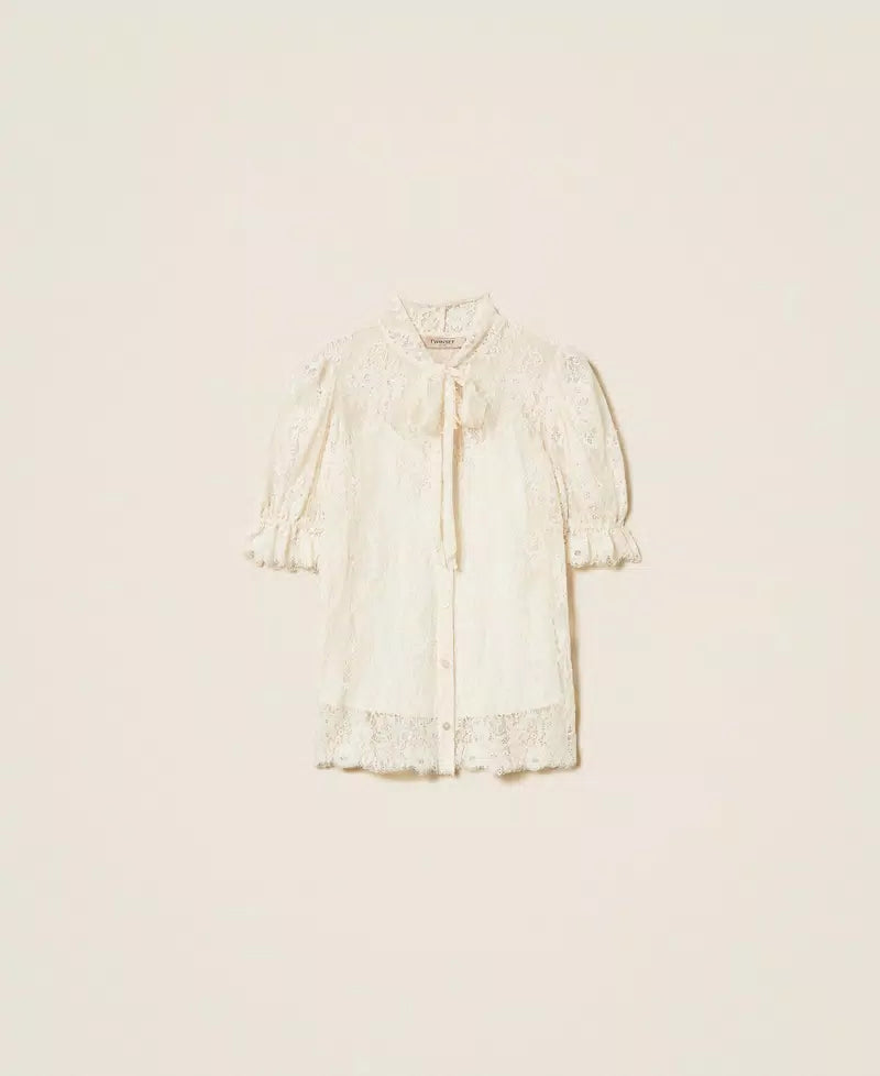 Twinset Lace Shirt With Bow – Très Chic
