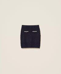 Jupe courte en tricot jacquard assortie