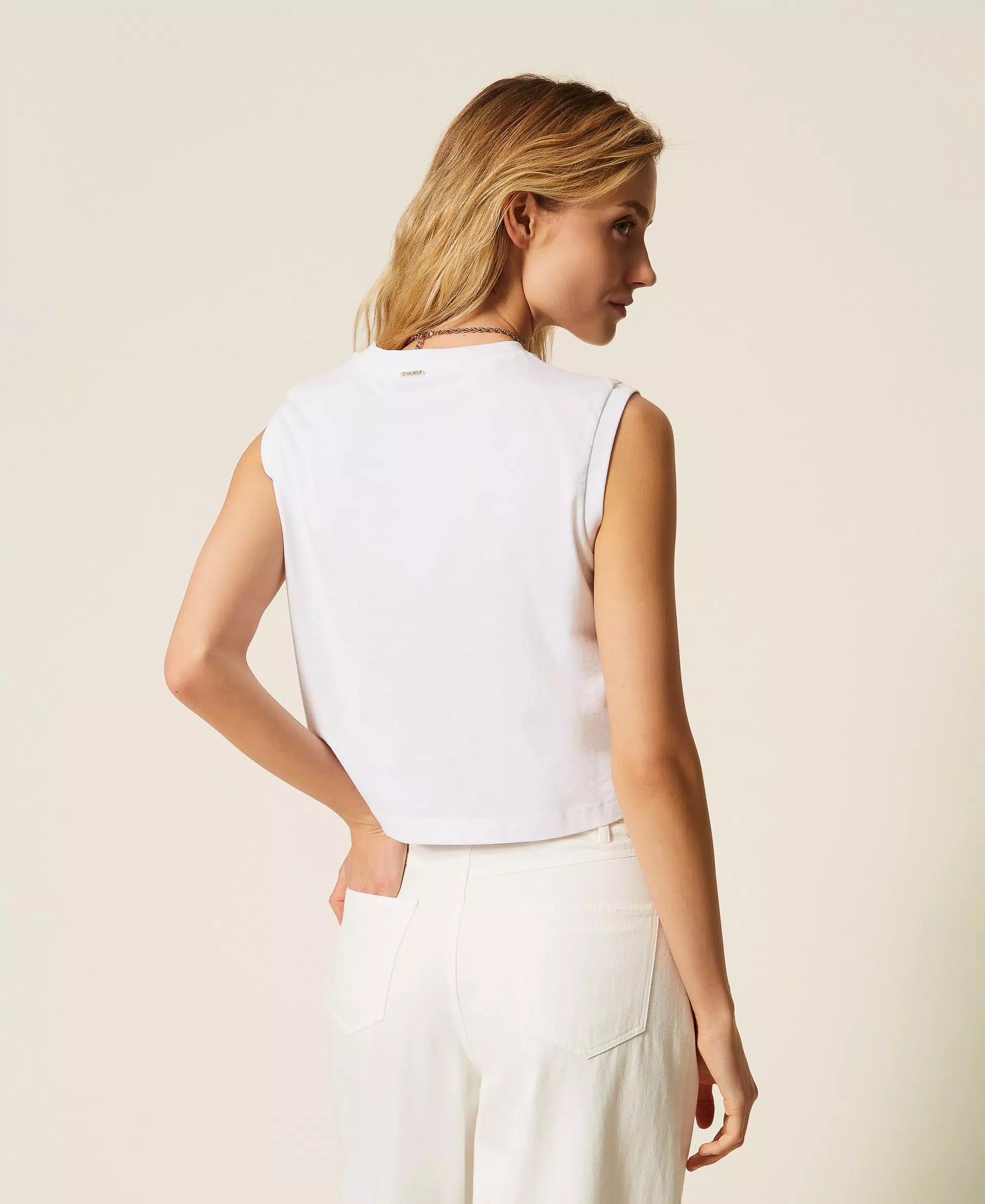 T-shirt avec broderie anglaise Twinset blanc