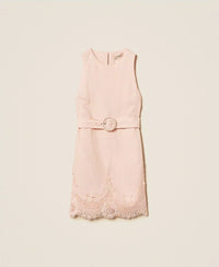 Twinset Short Linen Dress With Lace