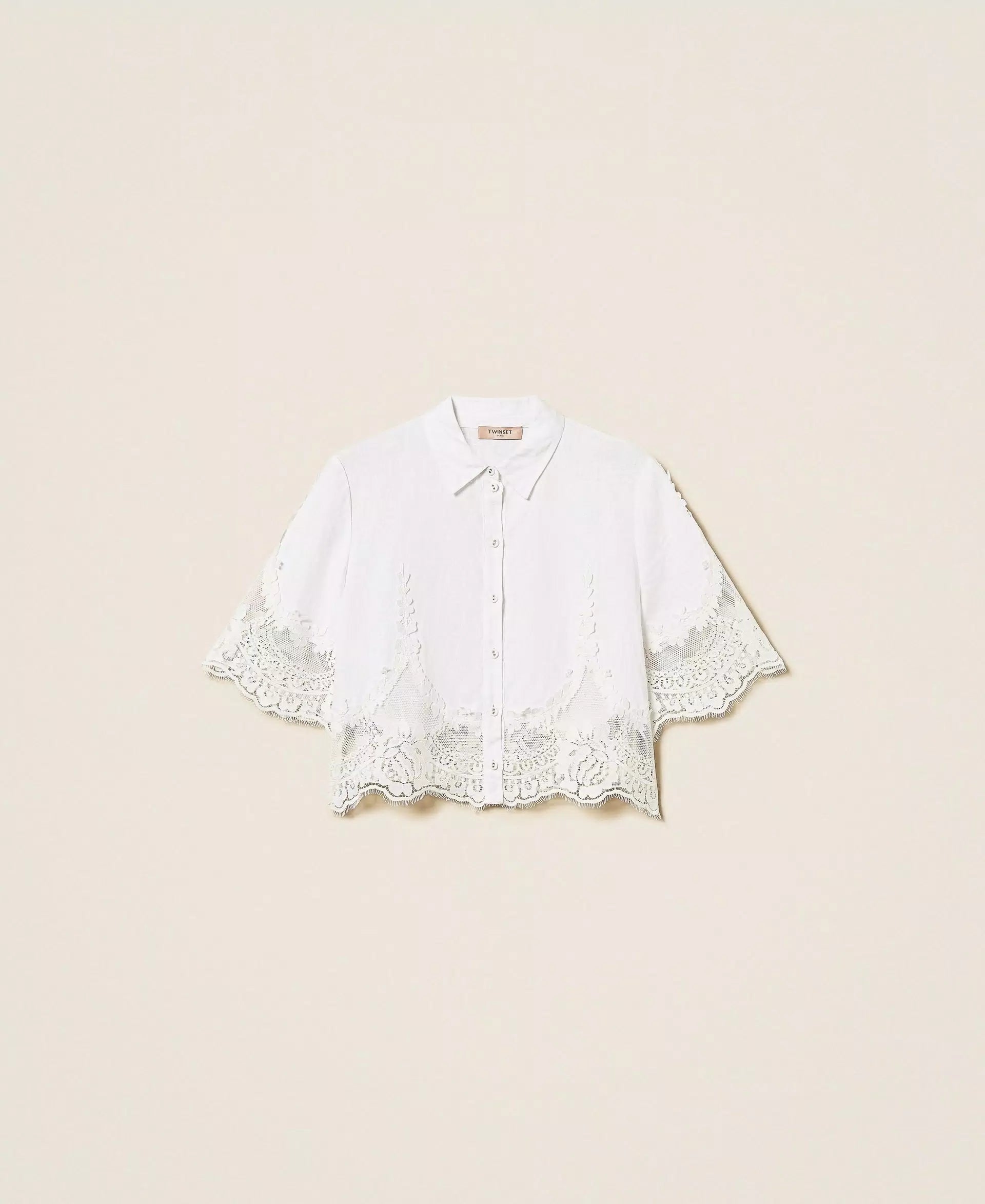 Chemise en lin avec dentelle Twinset