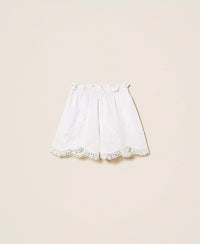 Twinset Linen Shorts With Lace White