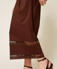 Twinset Wide Poplin Trousers With Embroidery
