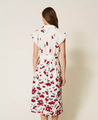 Robe midi en popeline avec imprimé cerises Twinset
