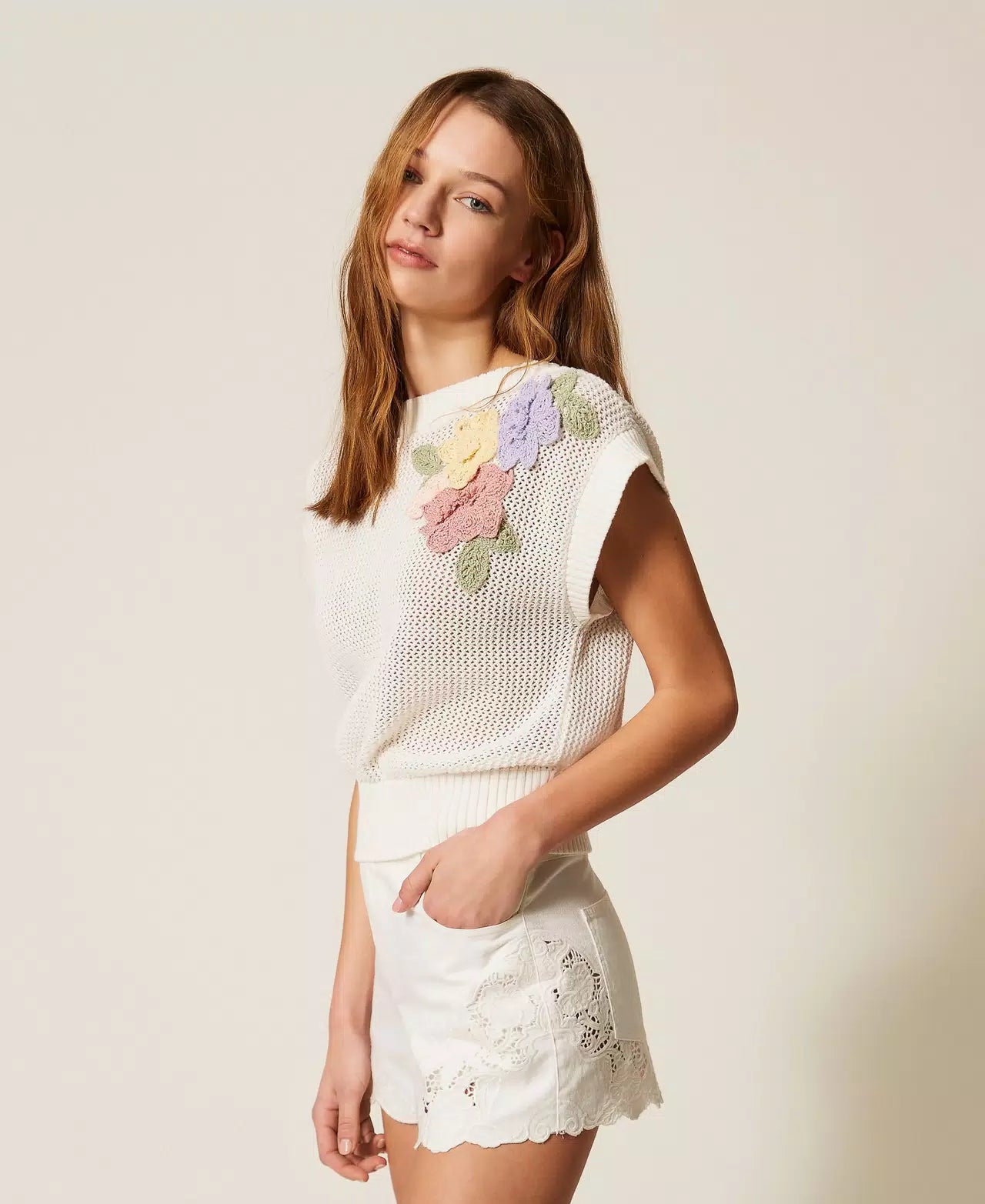 Haut en tricot Twinset avec fleurs