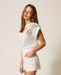 Top en maille avec fleurs Twinset