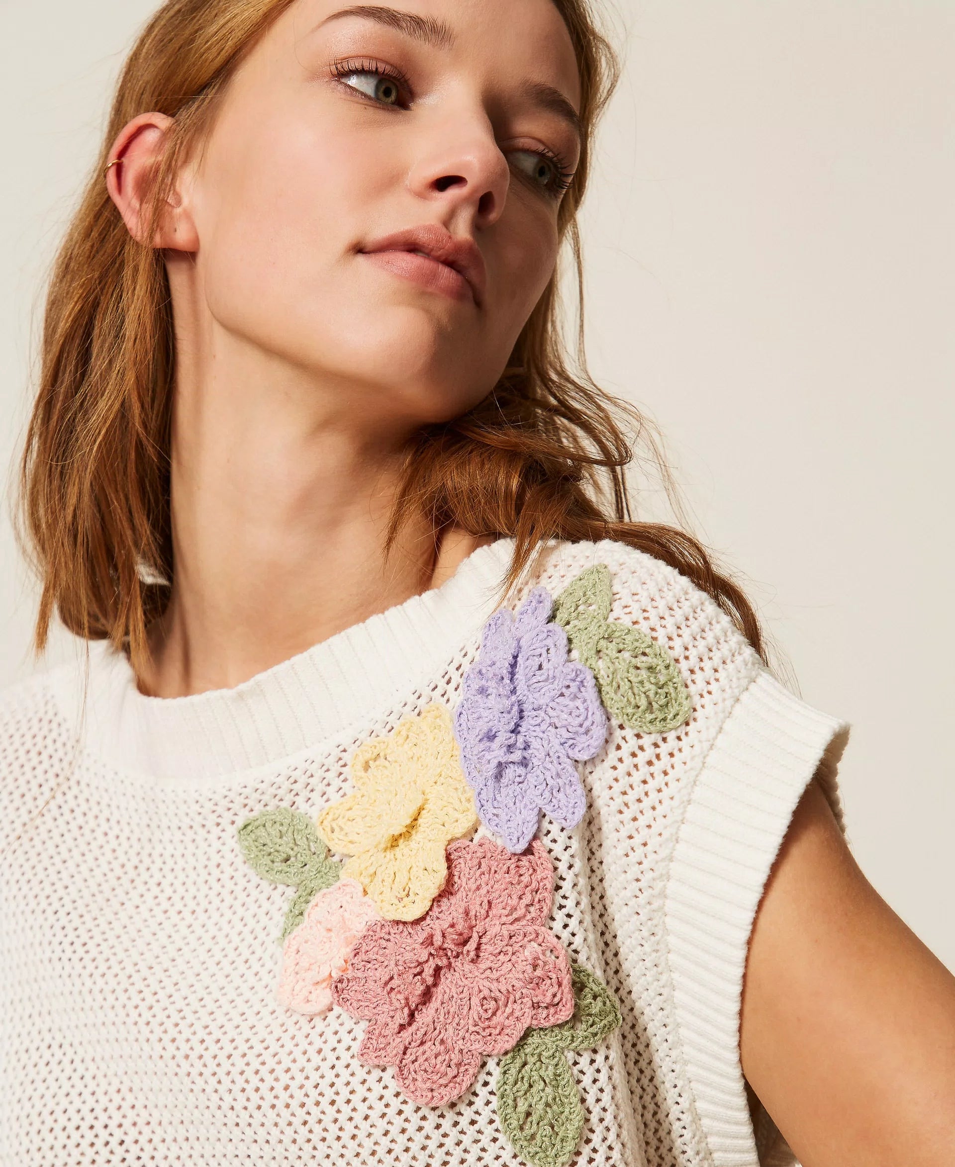 Top en maille avec fleurs Twinset