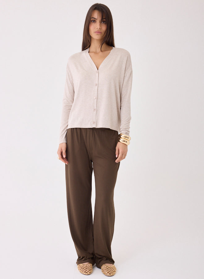 Cardigan doux au toucher Majestic Filatures Écru Chine