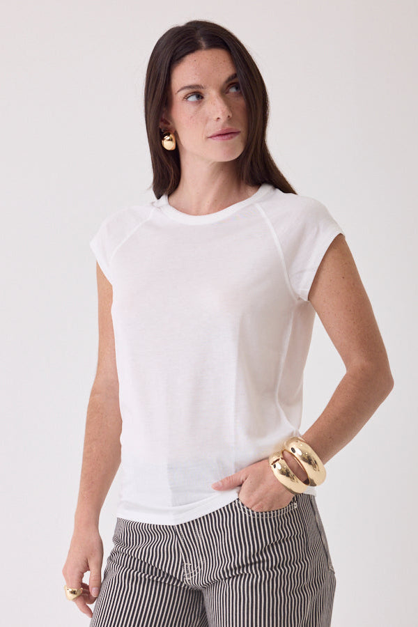 Majestic Filatures Lyocell Cotton Cap Sleeve Crewneck