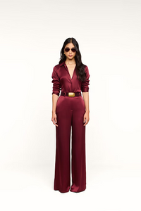 L'Agence Pilar Wide Leg Pant Dark Port