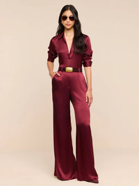 L'Agence Pilar Wide-Leg Pant Merlot Red