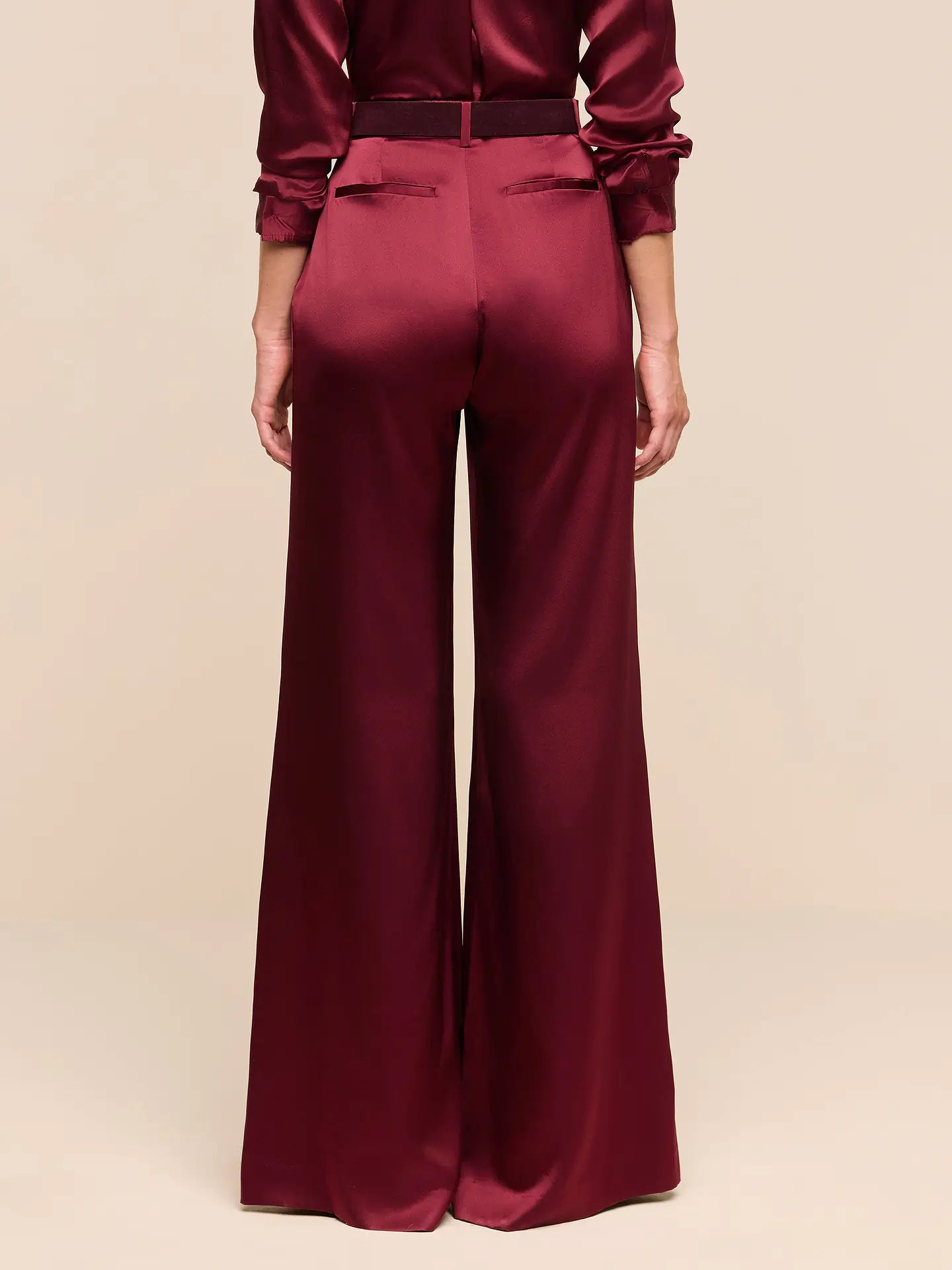 L'Agence Pilar Wide-Leg Pant Merlot Red