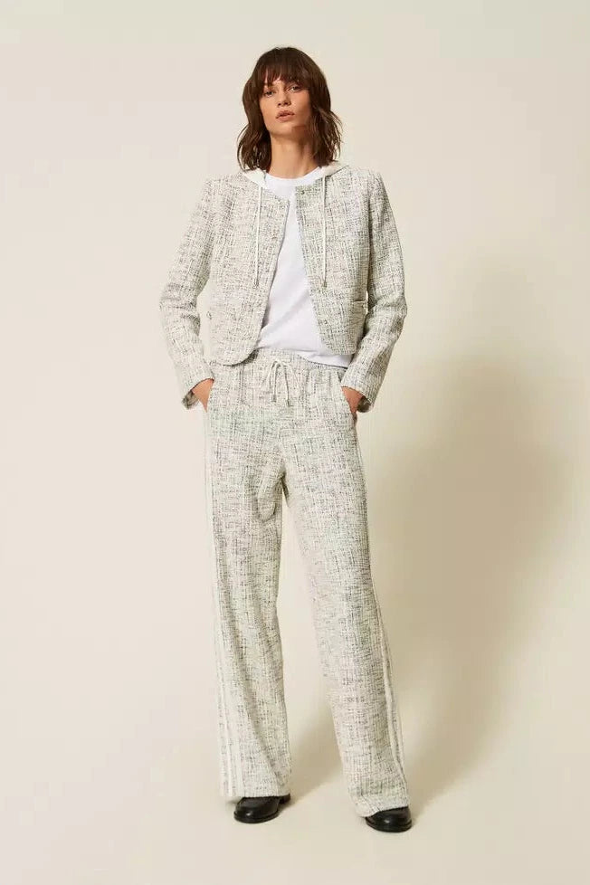 Twinset Tweed Pant Off-White/Black