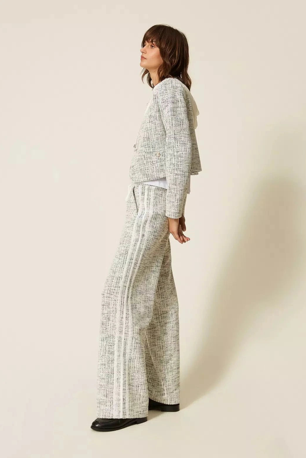 Twinset Tweed Pant Off-White/Black