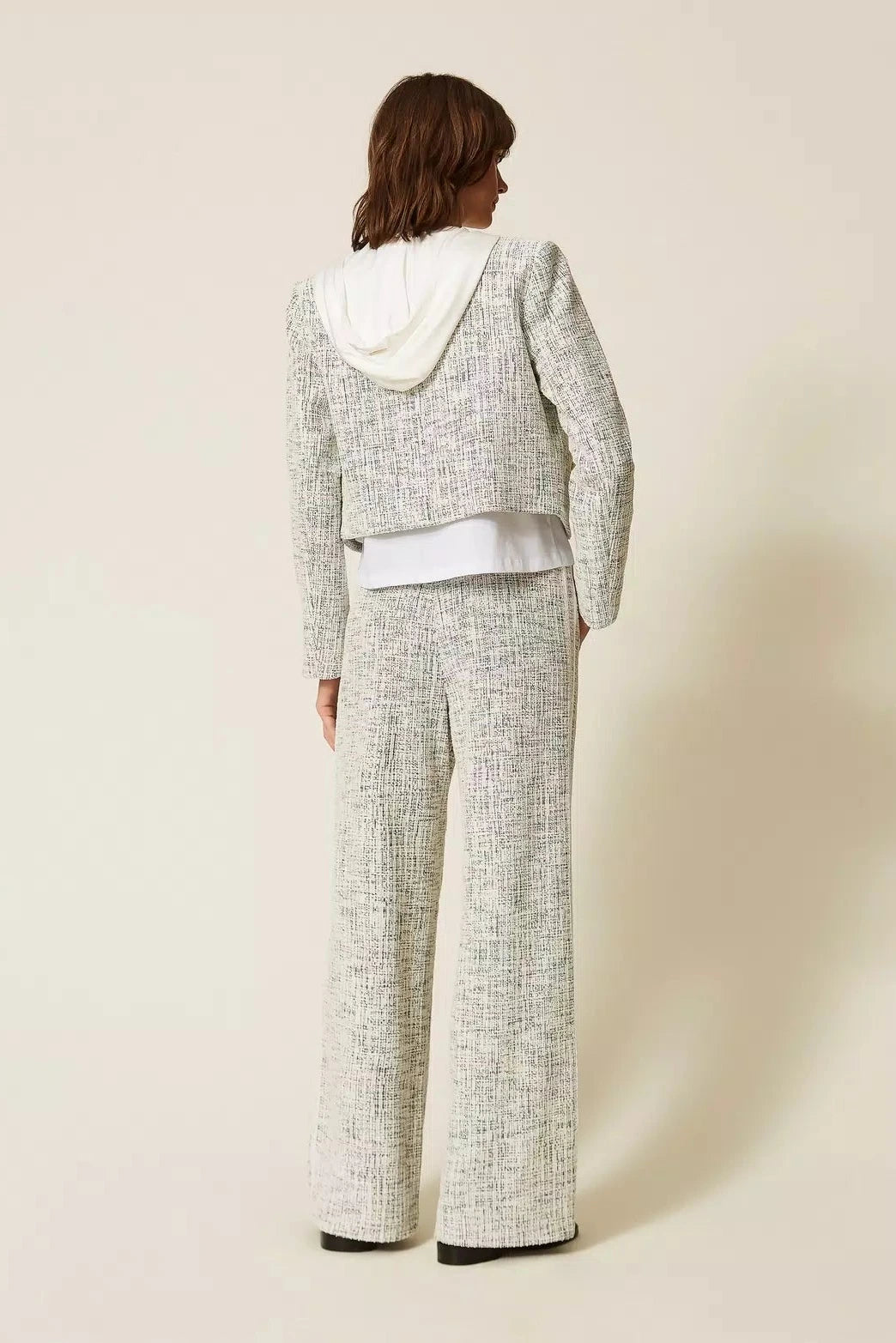 Twinset Tweed Pant Off-White/Black
