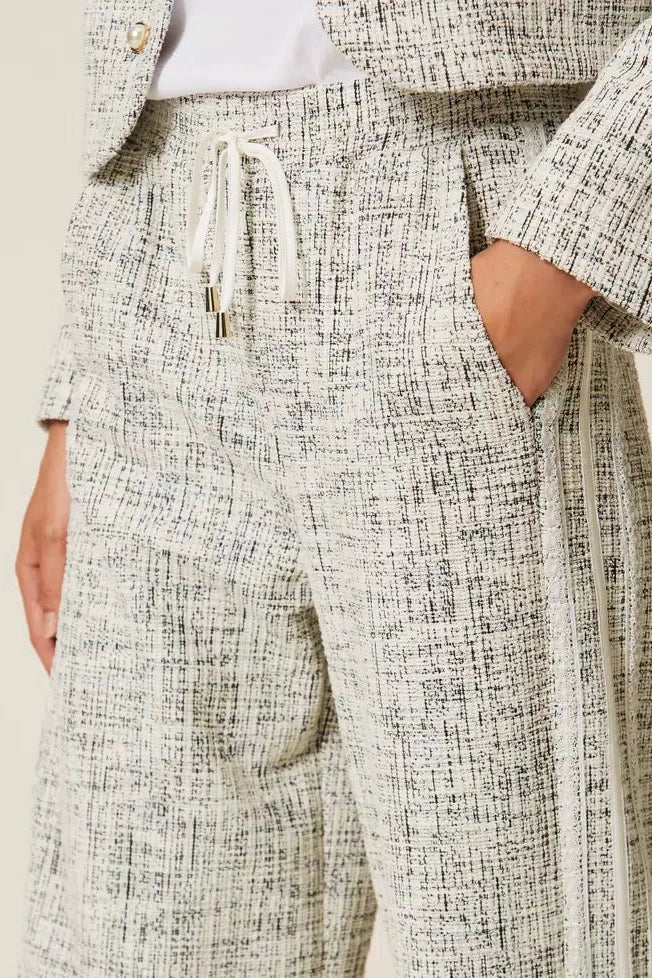 Twinset Tweed Pant Off-White/Black
