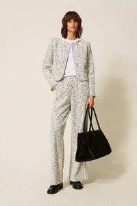 Twinset Tweed Pant Off-White/Black