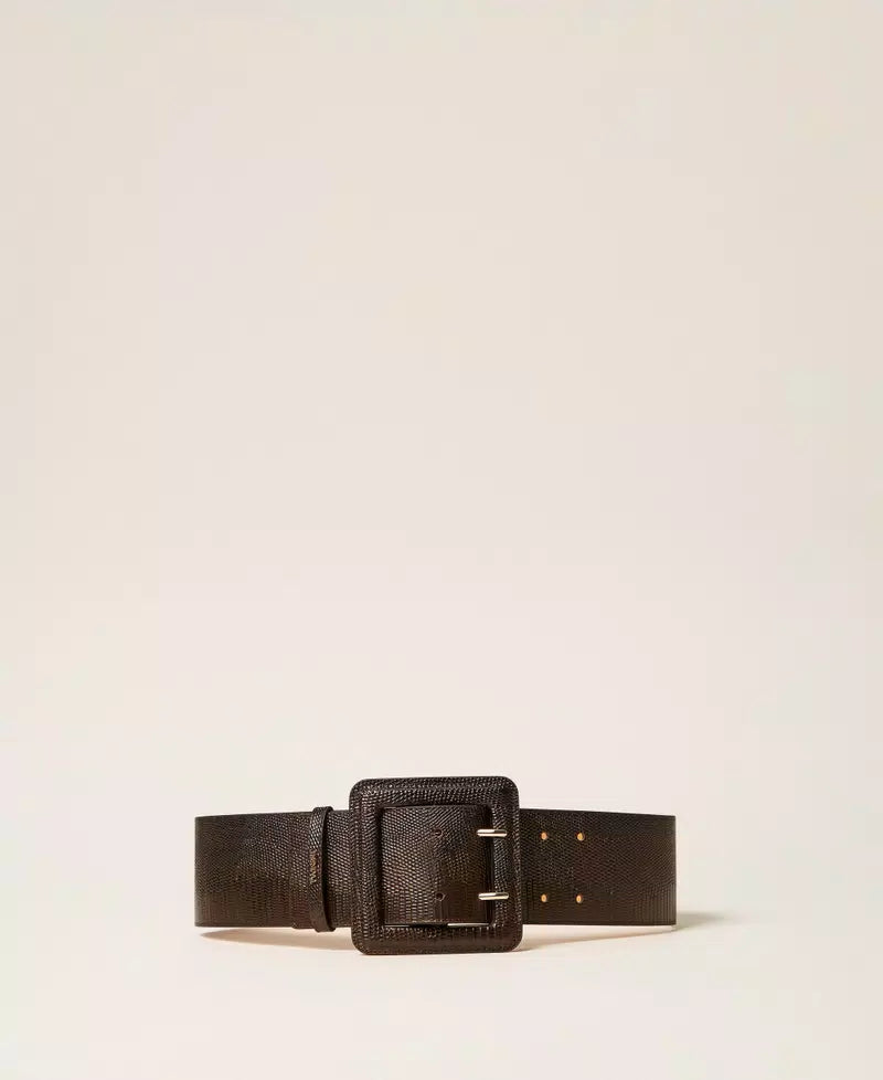 Twinset Leather Belt With Square Buckle