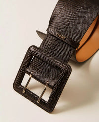 Twinset Leather Belt With Square Buckle