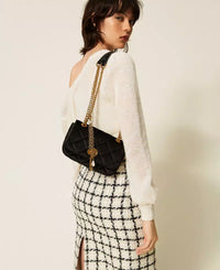 Twinset Quilted Velvet Shoulder Bag