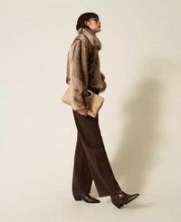 Twinset Faux Fur Jacket With Fadeout Print