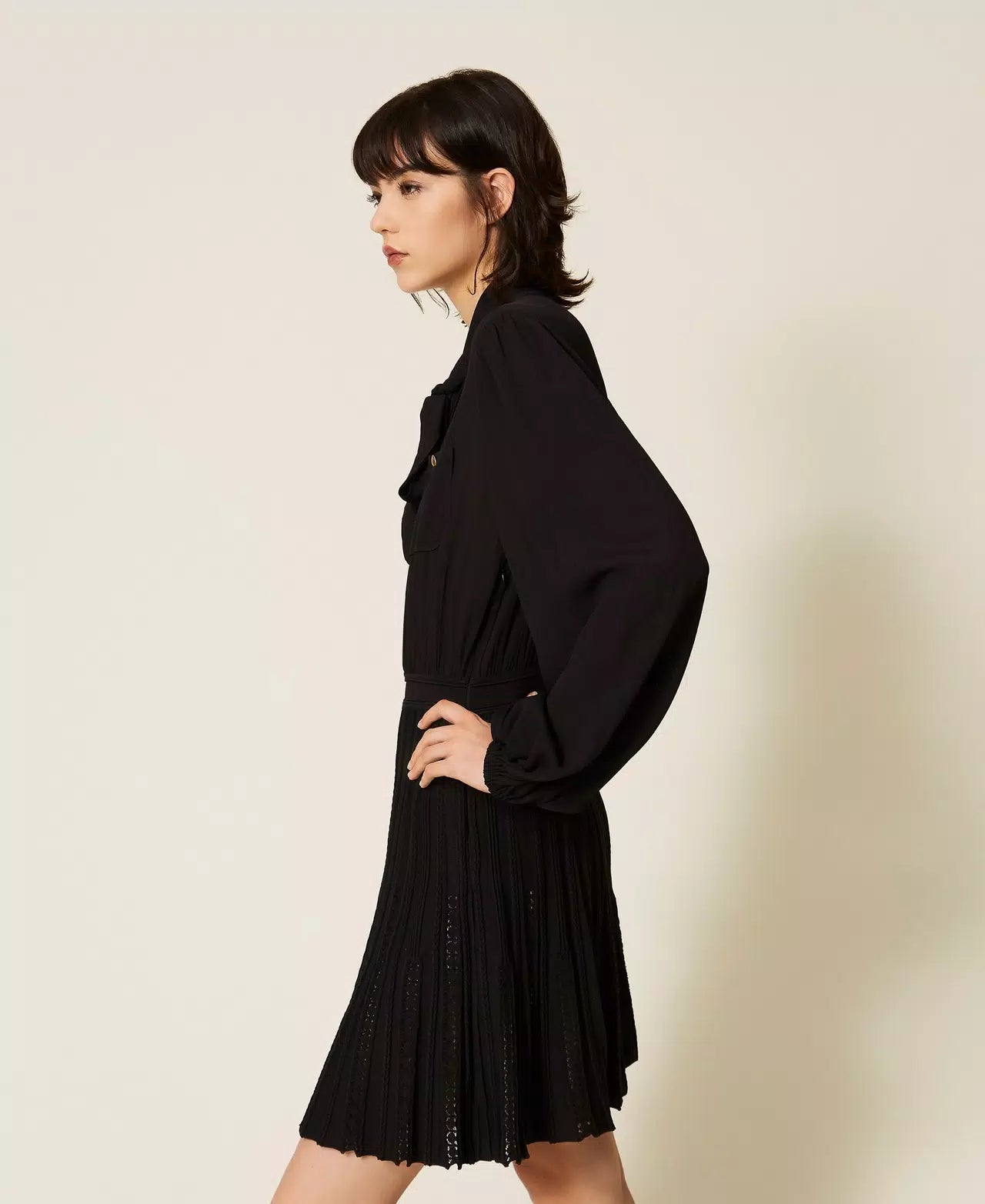 Twinset Short Dress With Knitted Skirt
