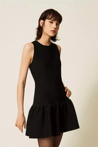 Short Knitted Dress With Flounce