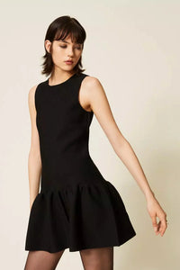 Short Knitted Dress With Flounce