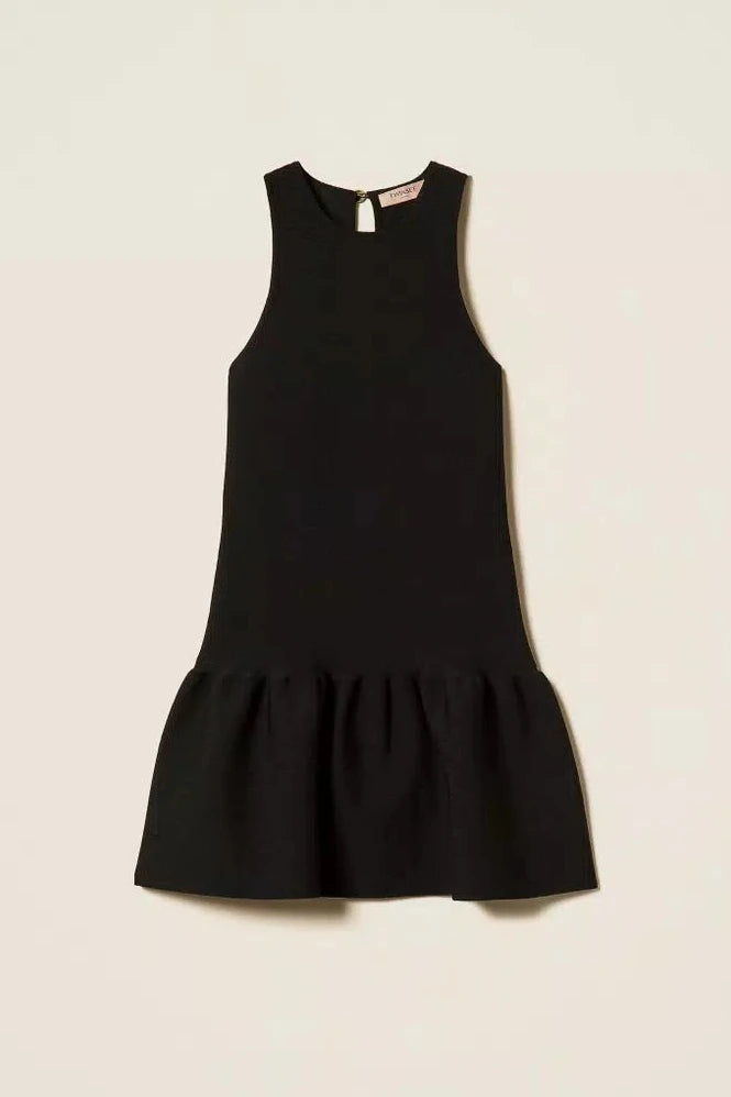 Short Knitted Dress With Flounce