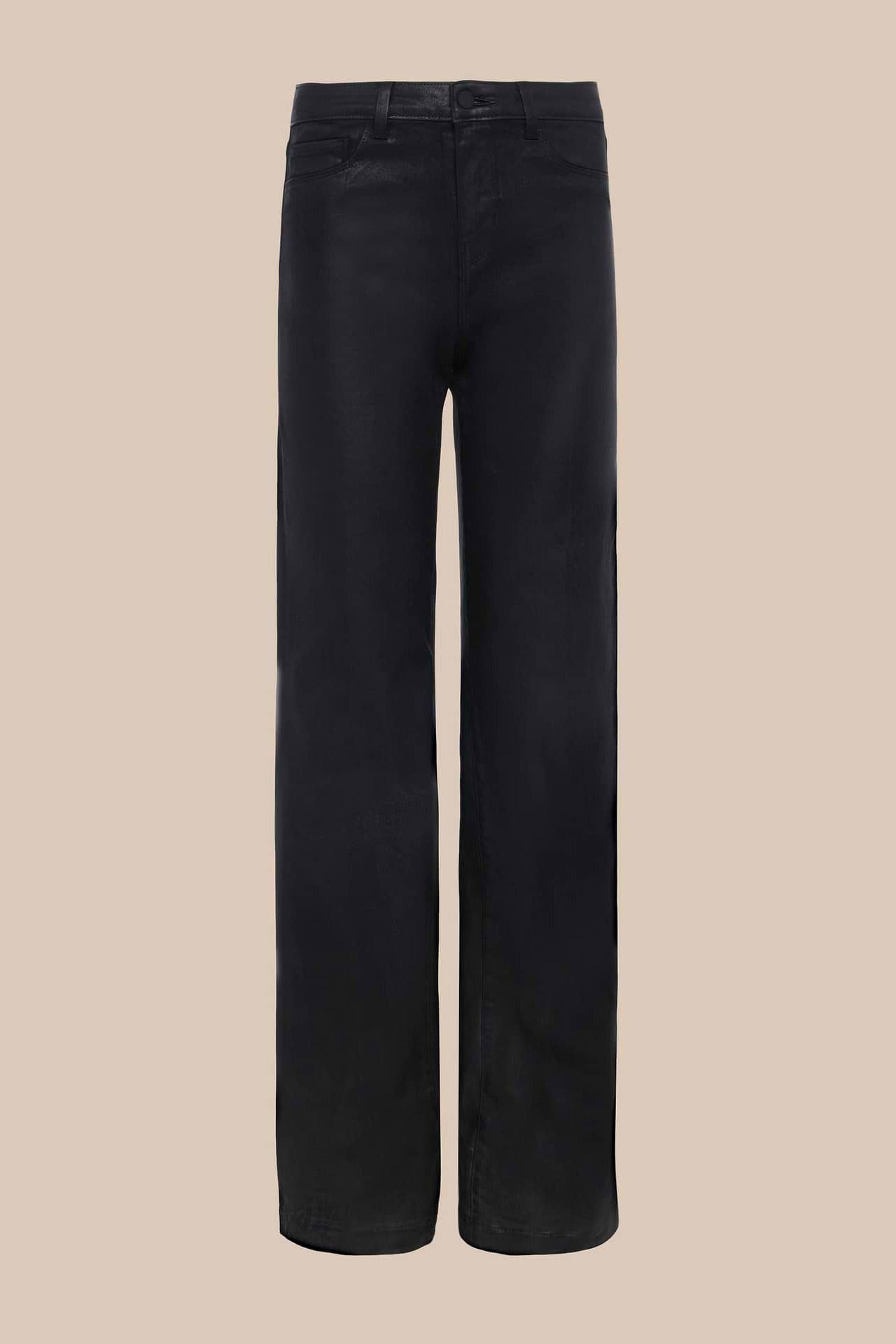 L'Agence Clayton High Rise Wide Leg Jeans - Dark Port Coated