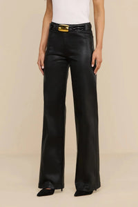 L'Agence Clayton High Rise Wide Leg Jeans - Dark Port Coated