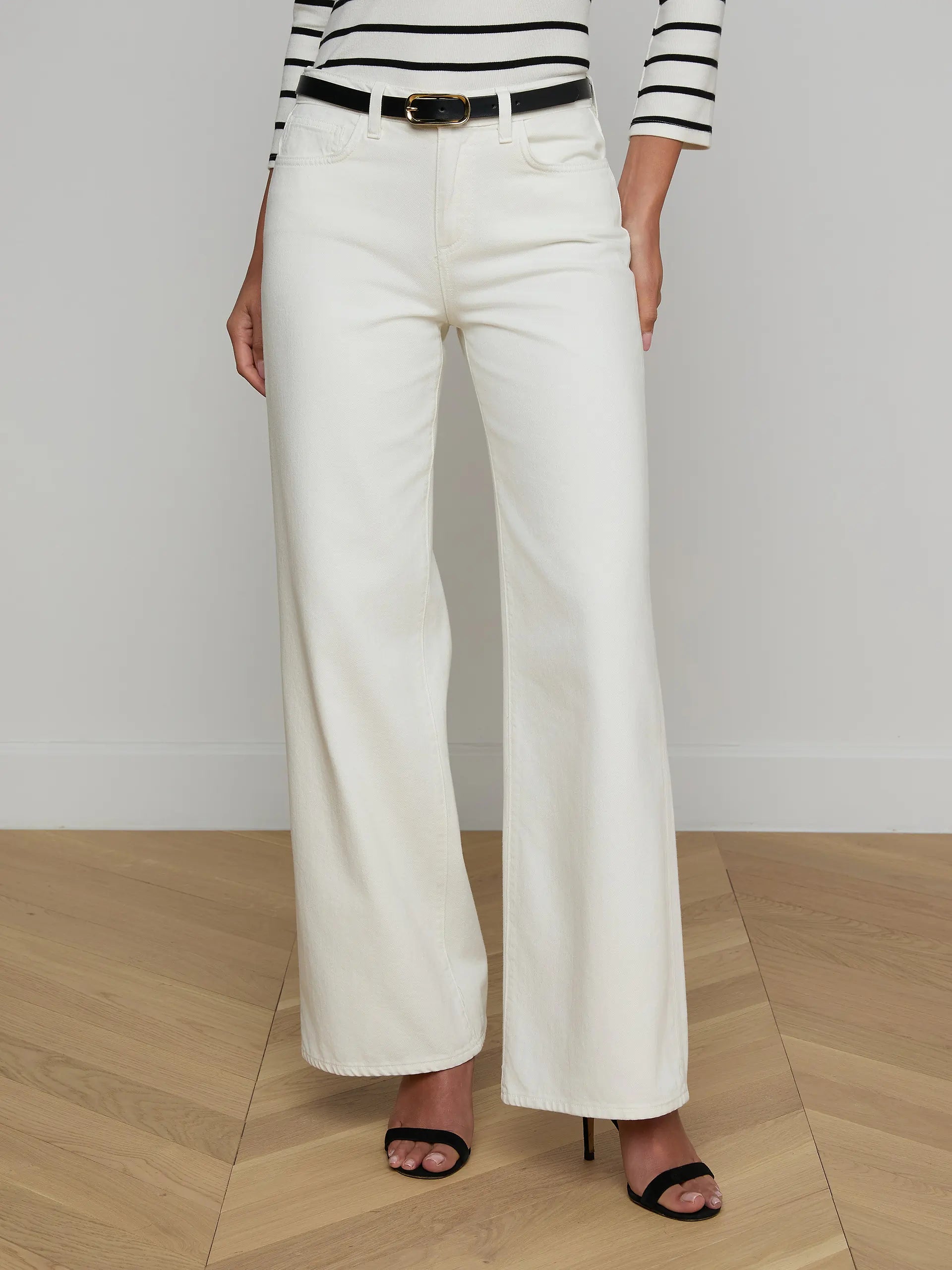 L'Agence Alicent Wide-Leg Jean Light Ecru