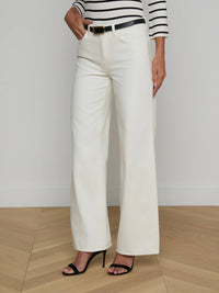 L'Agence Alicent Wide-Leg Jean Light Ecru
